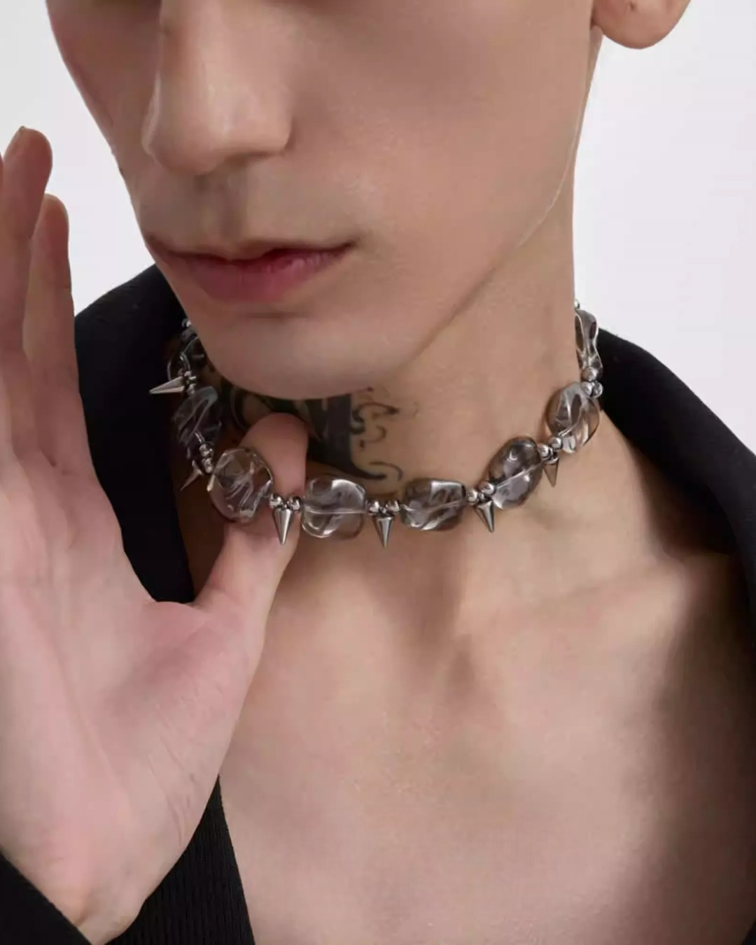 Additional product image of Gothic Beaded and Star Statement Necklace Set