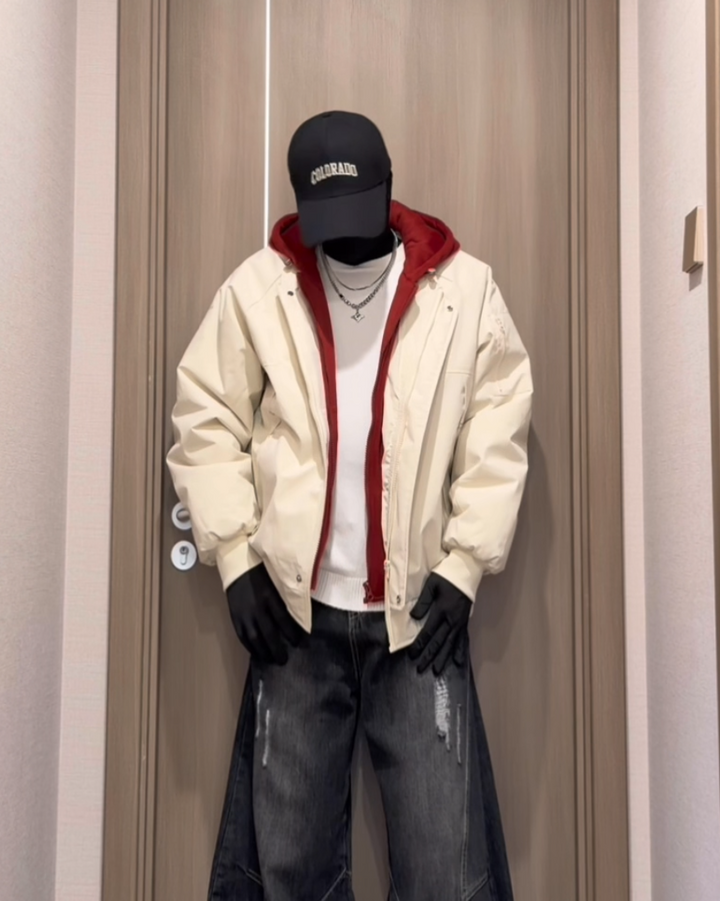 Contrast Hooded Bomber Jacket