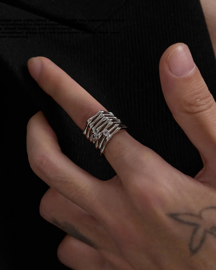 Additional detail view of Gothic Statement Silver Plated Ring