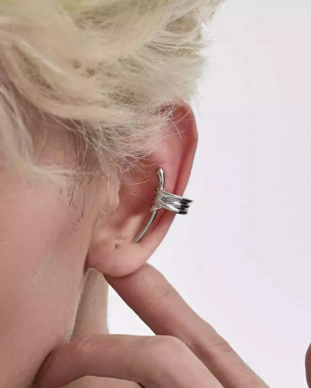 Additional detail view of Gothic Spiked and Minimalist Ear Cuff Set