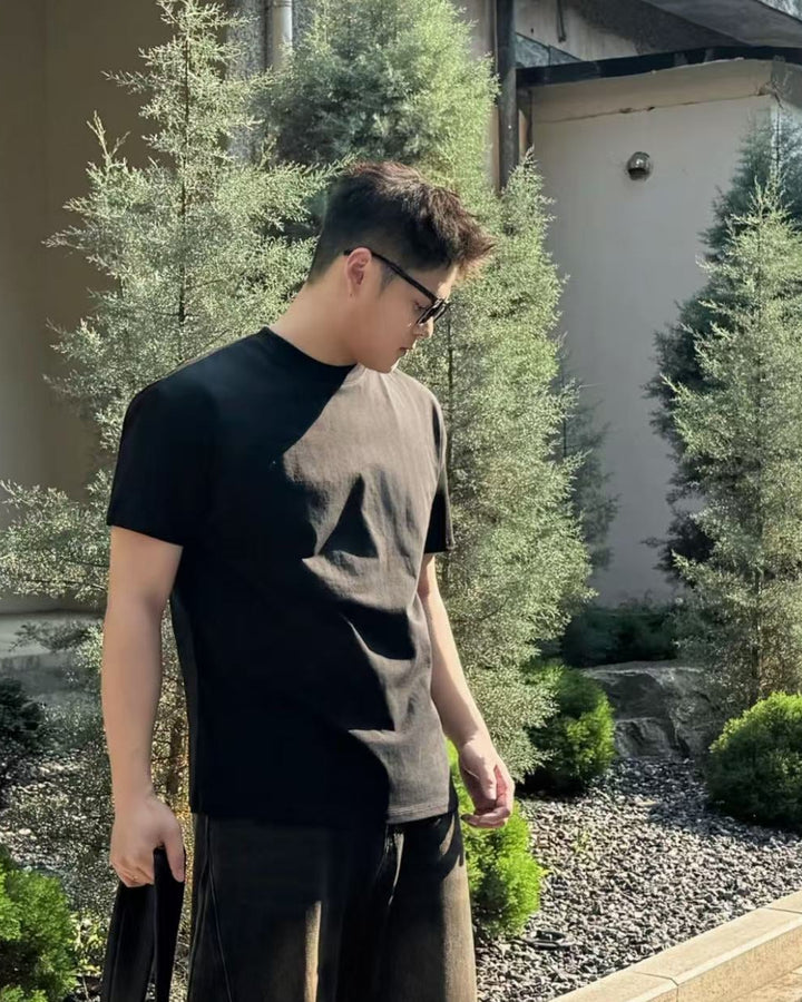 Back view of Slim Fit / Relaxed Fit 2-pack Basic Crew Neck Long Sleeve T-Shirt