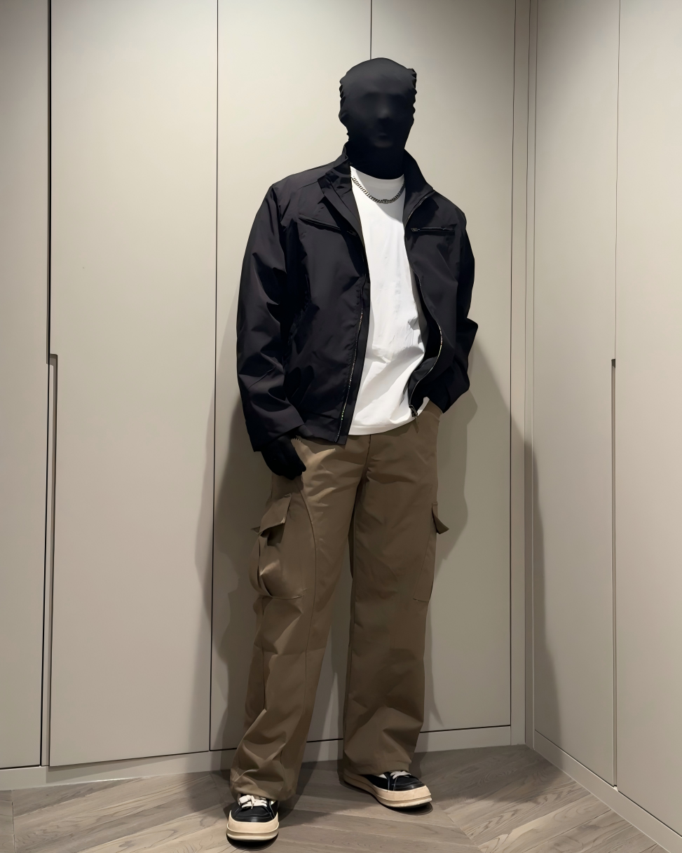 STEP BLOCK ST003 Stand Collar Minimalist Zip-Up Harrington Style Jacket