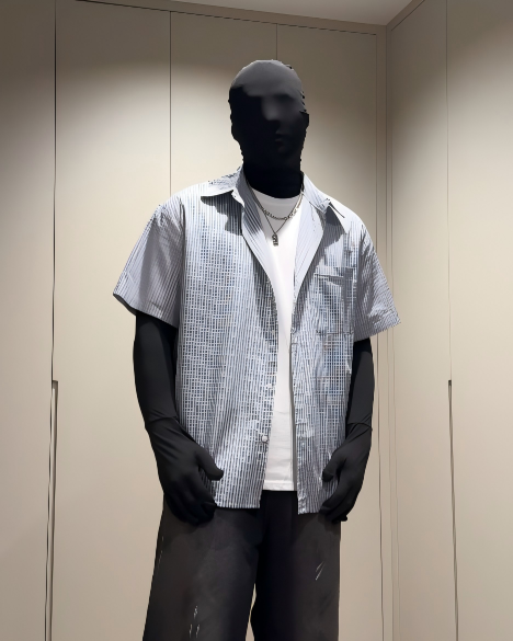 STEP BLOCK MT560 Plaid Checkered Short Sleeve Button-Up Shirt