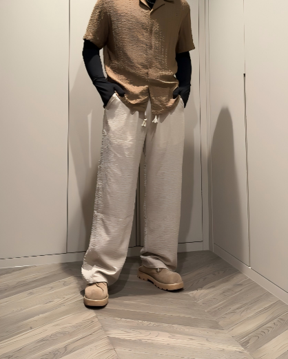 STEP BLOCK MT088 Wide-Leg Baggy Linen Casual Pants - Streetwear