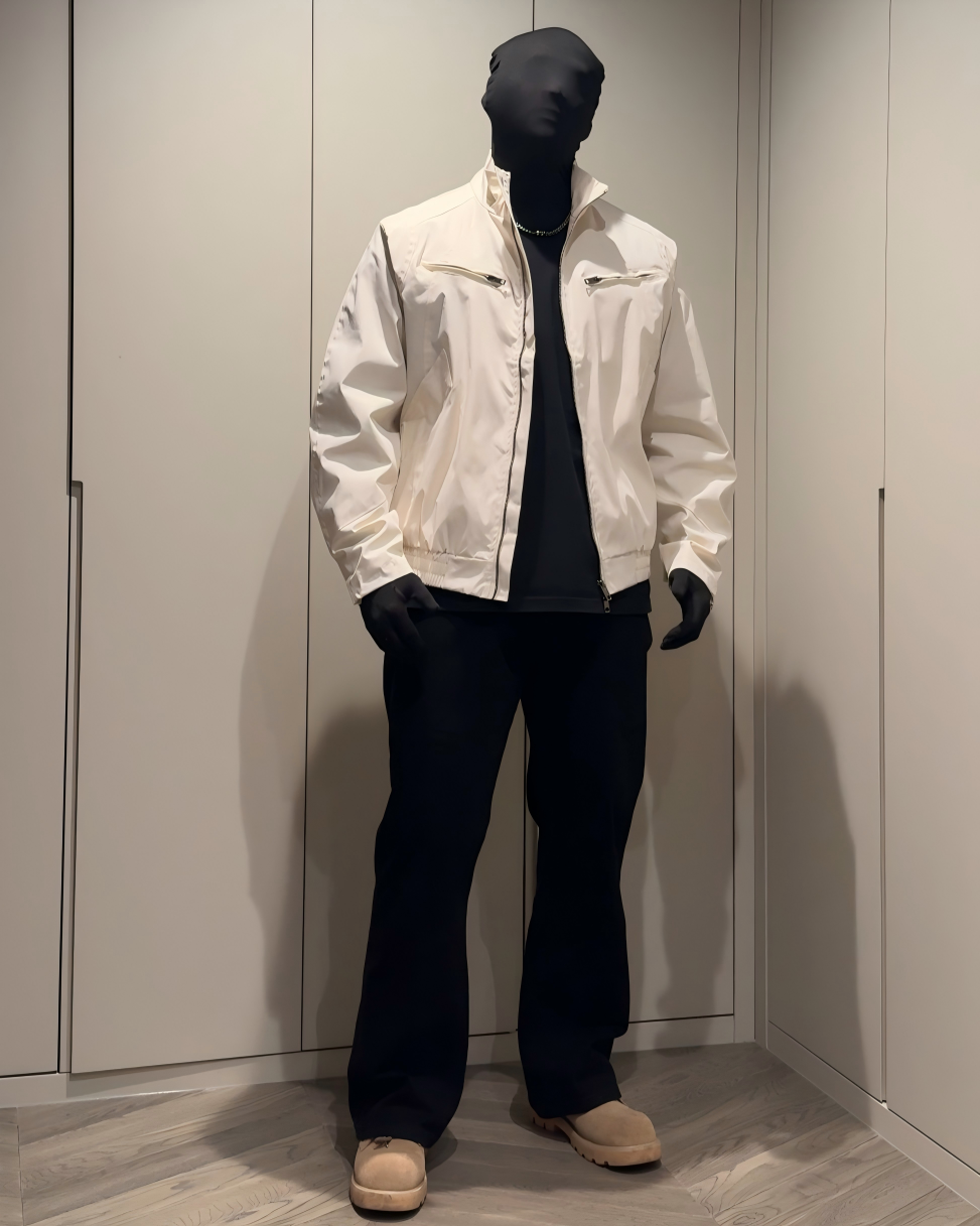 STEP BLOCK ST003 Stand Collar Minimalist Zip-Up Harrington Style Jacket