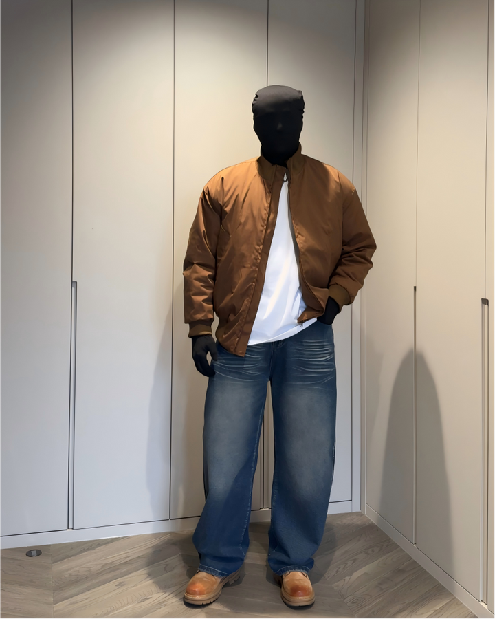 STEP BLOCK ST021 Oversized Stand Collar Padded Bomber Jacket