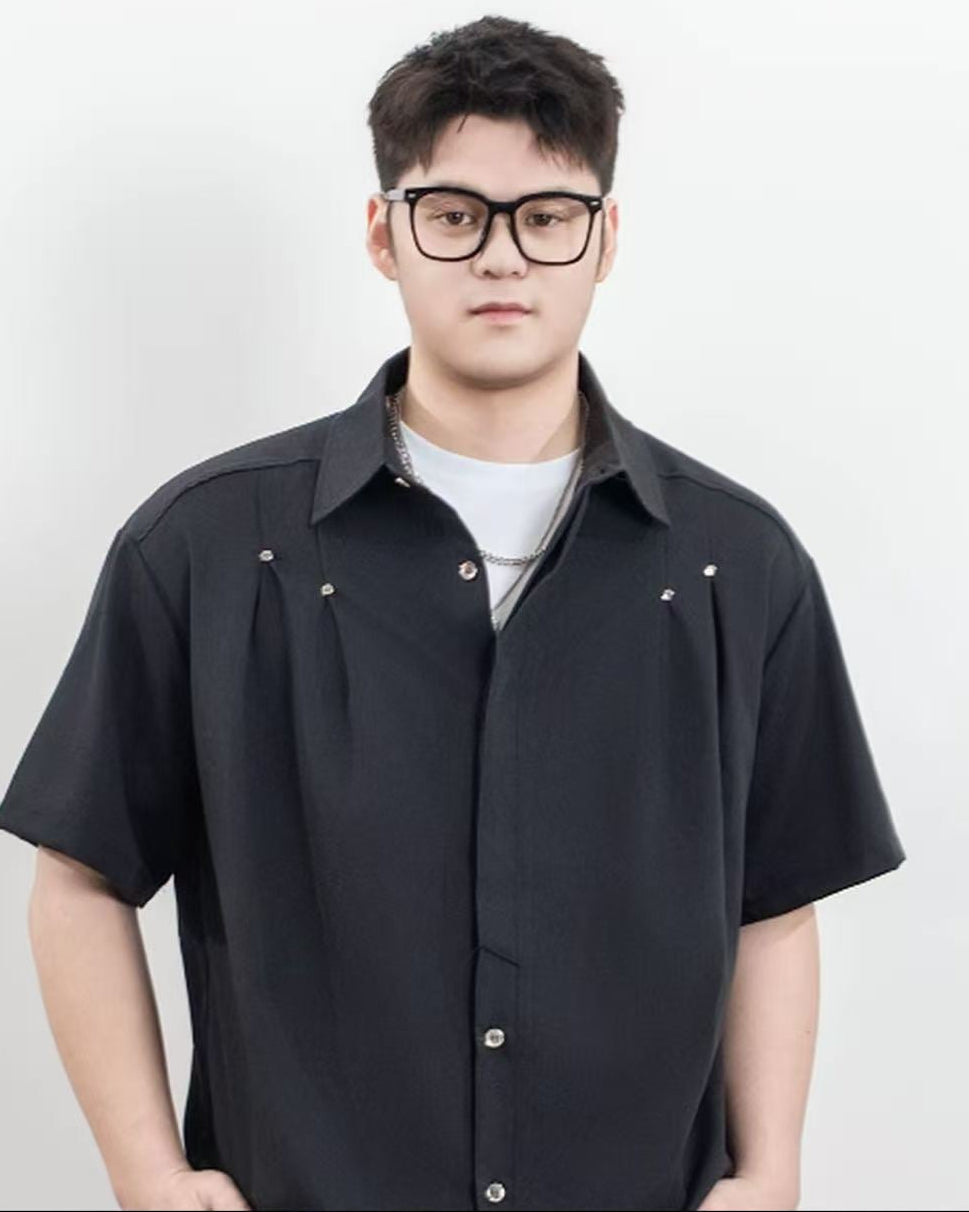 Front view of Studded Button-Up Shirt