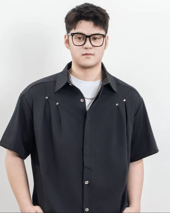 Front view of Studded Button-Up Shirt