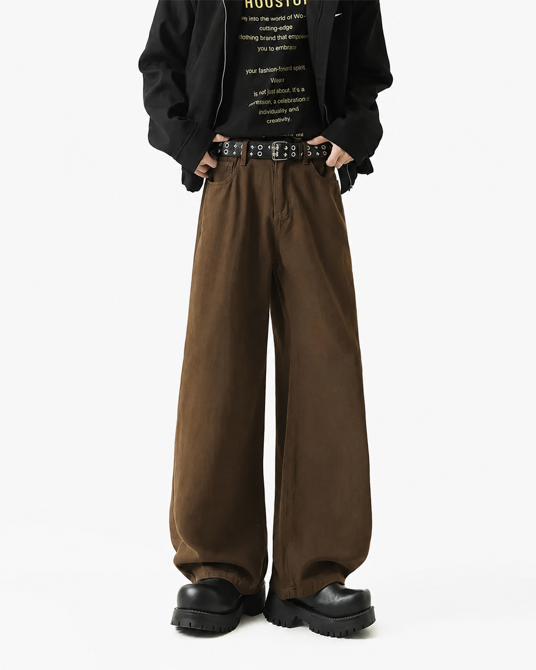 Lifestyle styling view of Minimalist Wide Leg Dress Pants