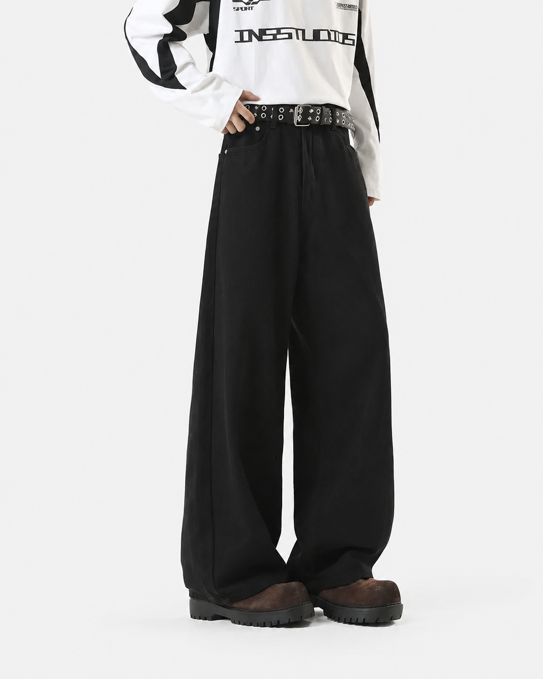 Close-up detail of Minimalist Wide Leg Dress Pants