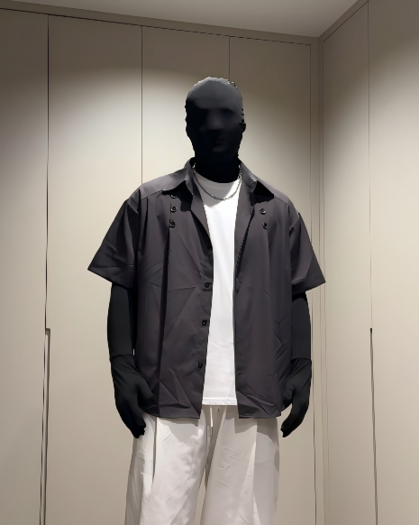 STEP BLOCK MT558 Multi-Button Layered Short Sleeve T-Shirt - Techwear Aesthetic