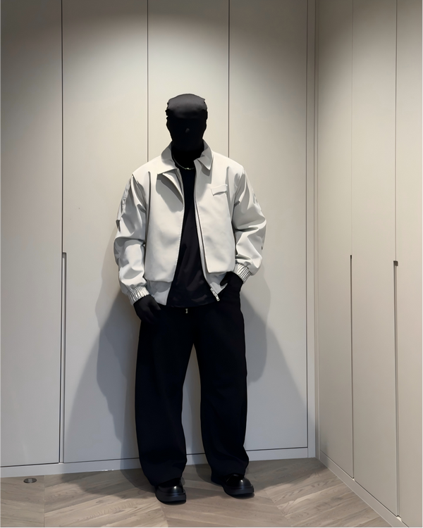STEP BLOCK ST061 Cropped Boxy Stand Collar Minimalist Workwear Jacket