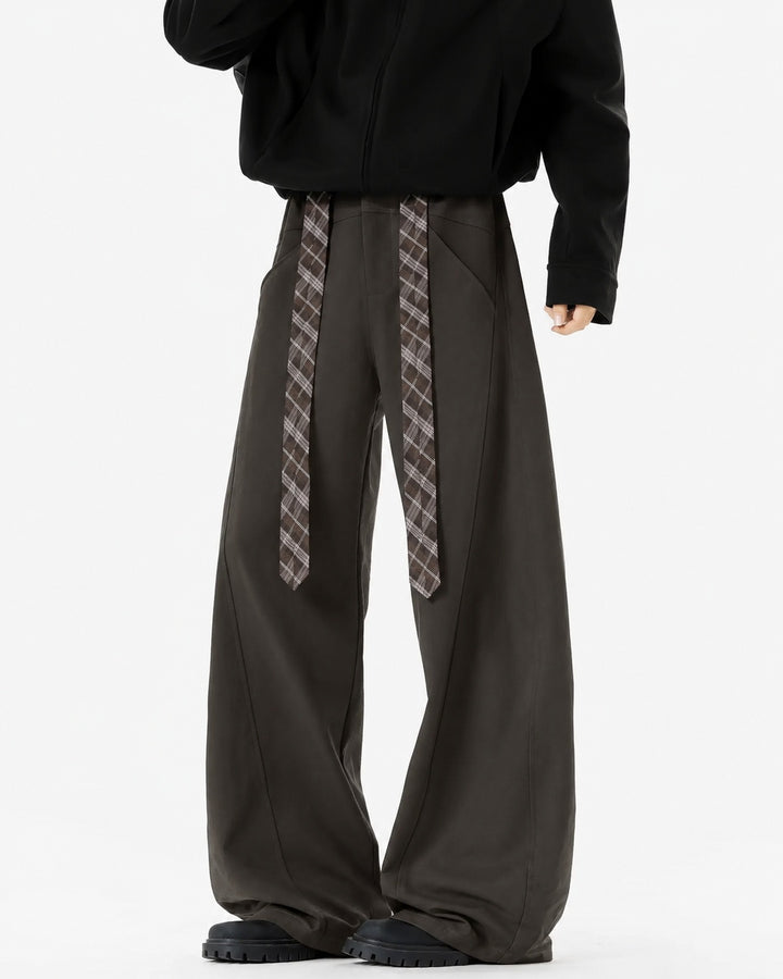 Lifestyle styling view of Belted Wide Leg Drape Pants
