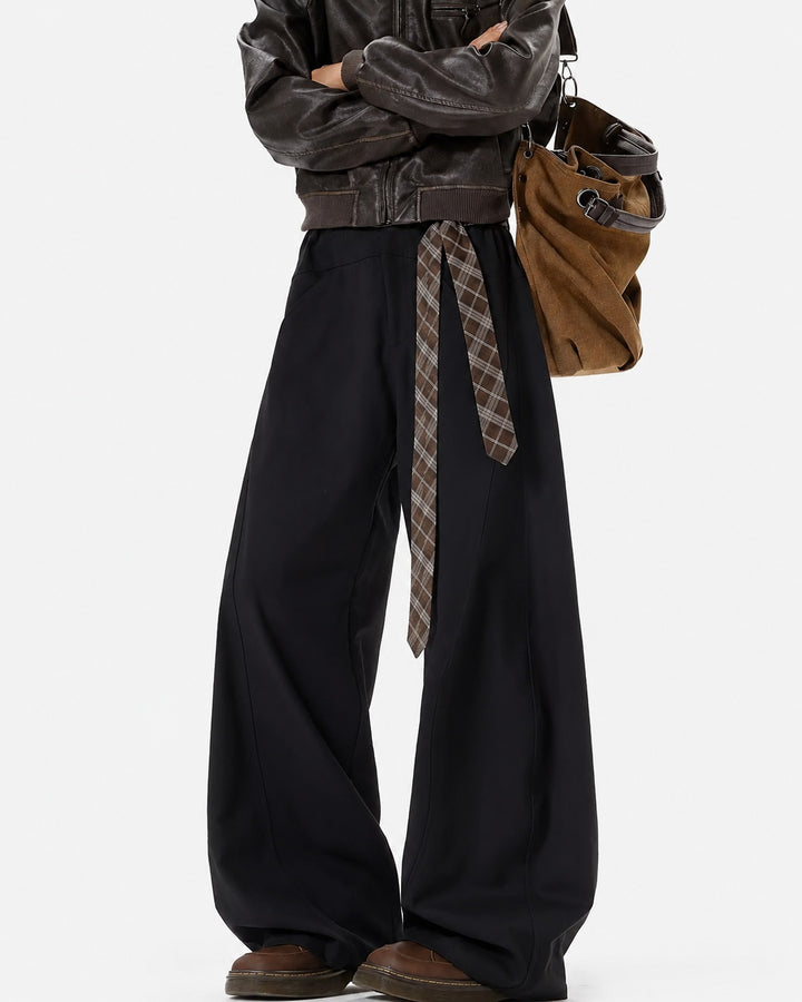Close-up detail of Belted Wide Leg Drape Pants