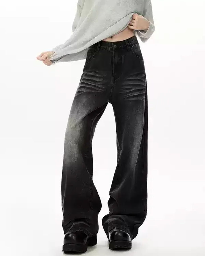 Back view of Grey Blue Vintage Baggy Jeans