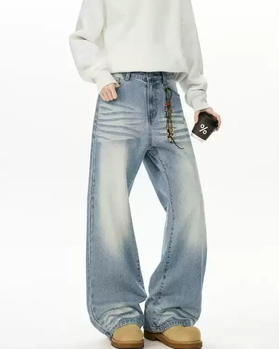 Additional product image of Grey Blue Vintage Baggy Jeans