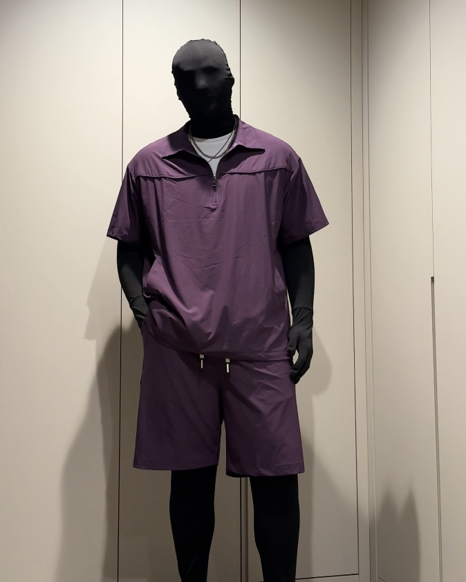 Zip Polo Shorts Set