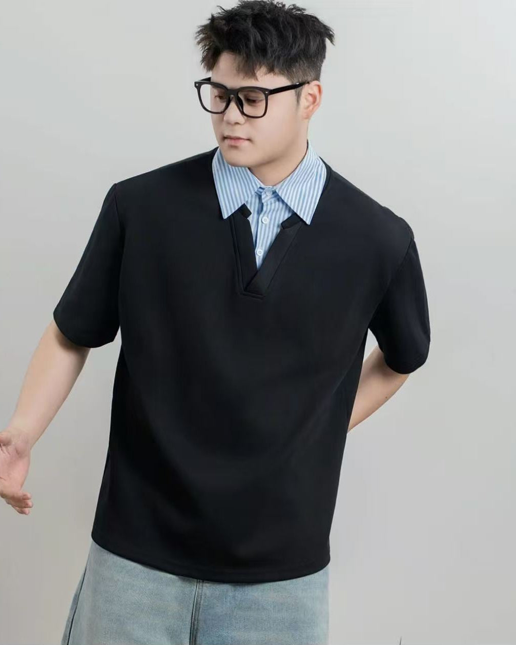 Front view of Contrast Collar Polo T-Shirt
