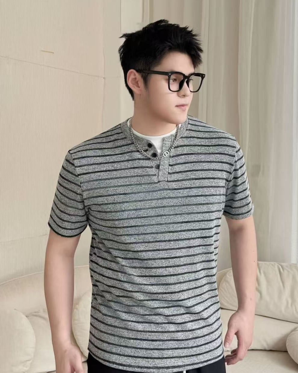Close-up detail of Relaxed Short Sleeve Set