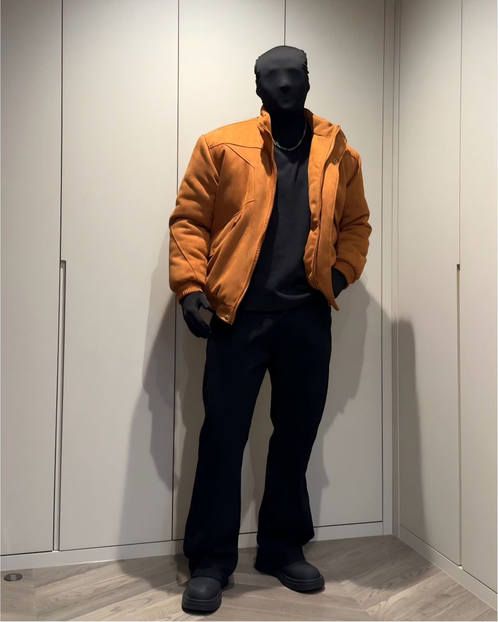 STEP BLOCK ST025 Washed Stand Collar Oversized Bomber Jacket