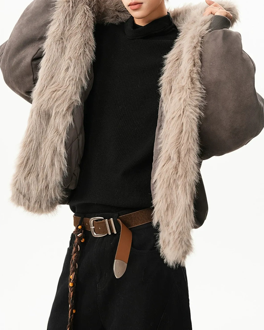 Additional product image of Reversible Shearling Lined Ribbed Collar Bomber Jacket