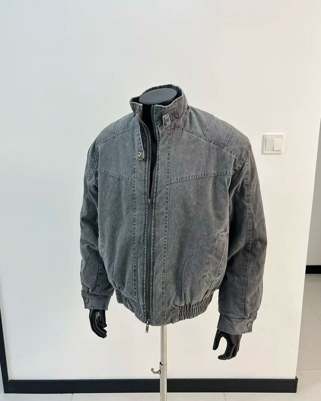 Additional product image of Washed Distressed Oversized Bomber Jacket
