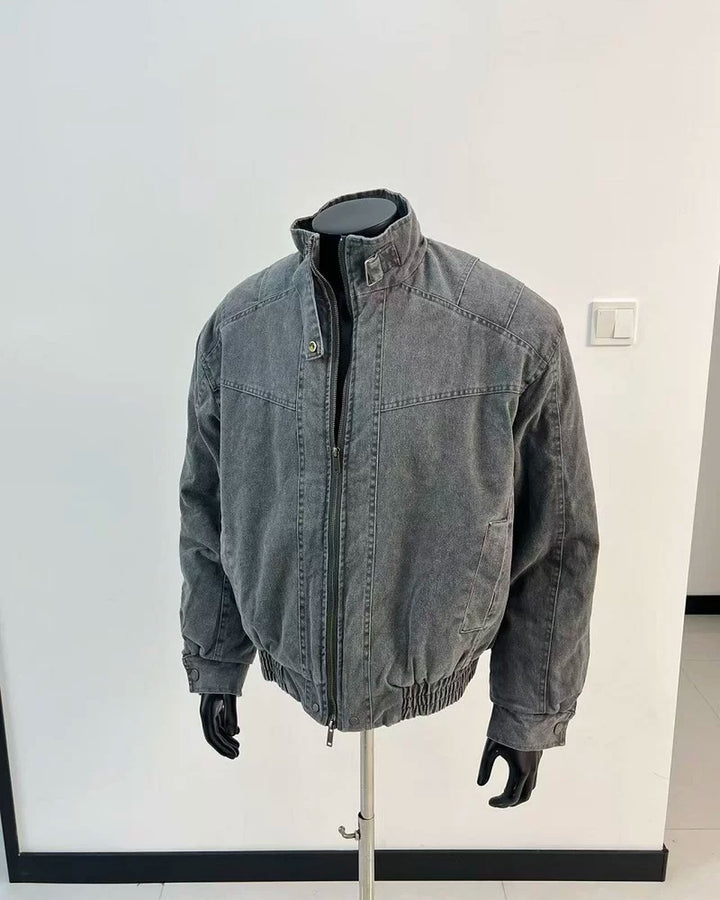 Additional product image of Washed Distressed Oversized Bomber Jacket