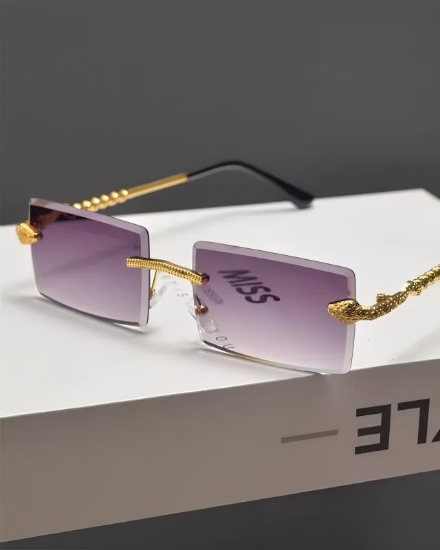Front detail of Rimless Tinted Rectangle Sunglasses