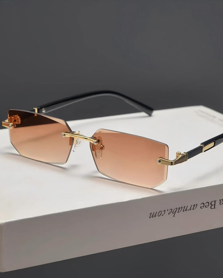 Close-up detail of Rimless Gradient Rectangle Sunglasses