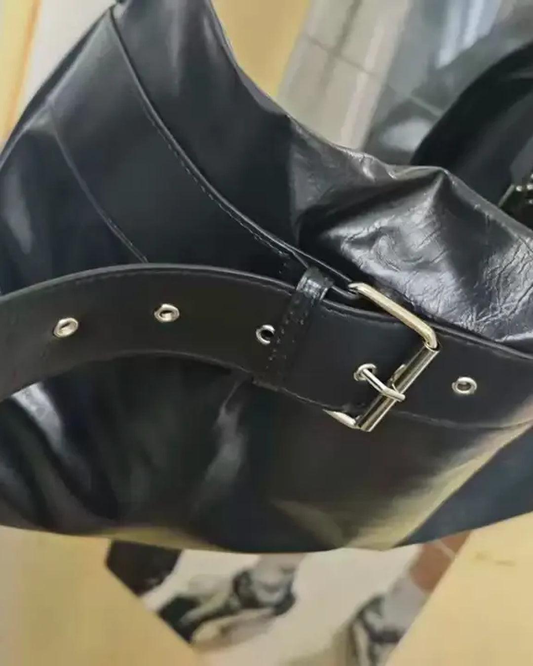 Lifestyle styling view of Soft Leather Hobo Shoulder Bag