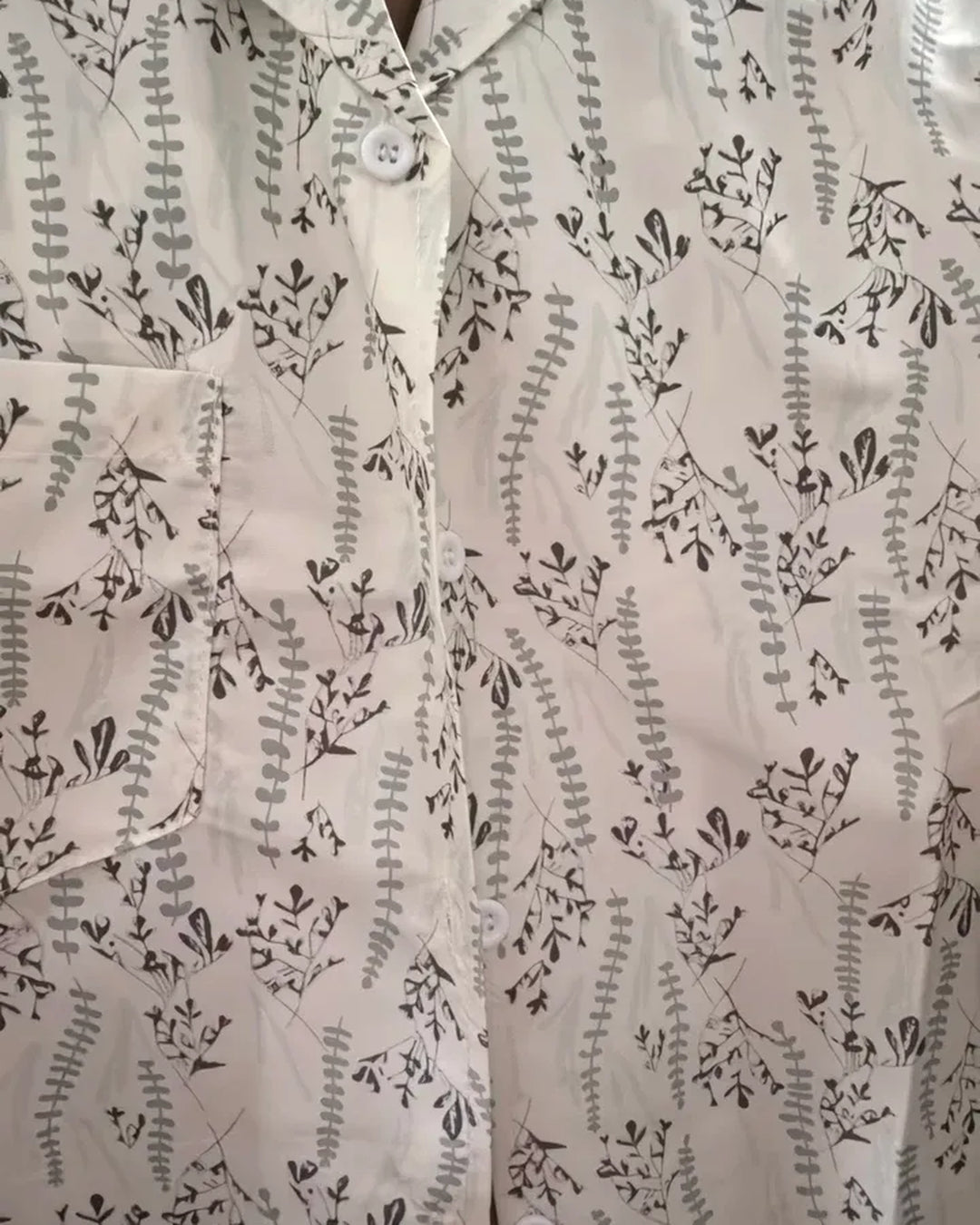 Back view of Floral Print Short Sleeve Loose Shirt