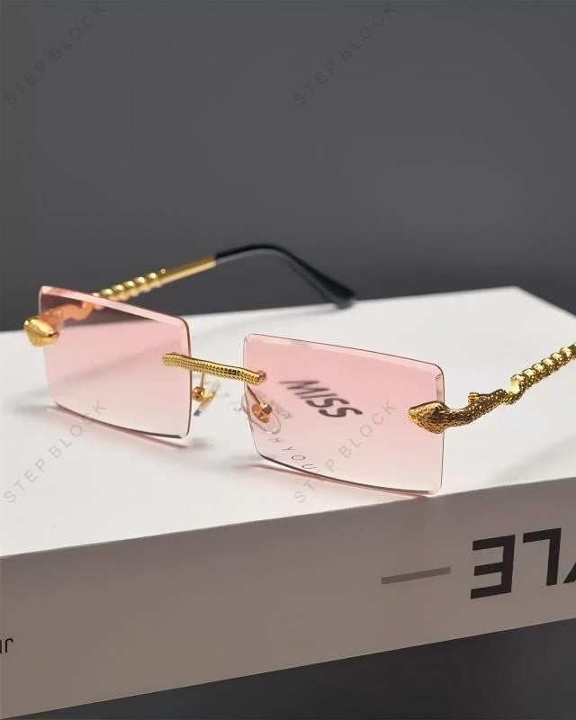 STEP BLOCK AC175 Rimless Tinted Rectangle Sunglasses