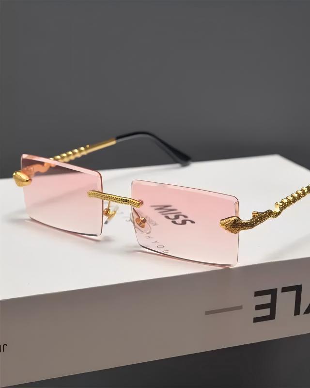 Close-up detail of Rimless Tinted Rectangle Sunglasses