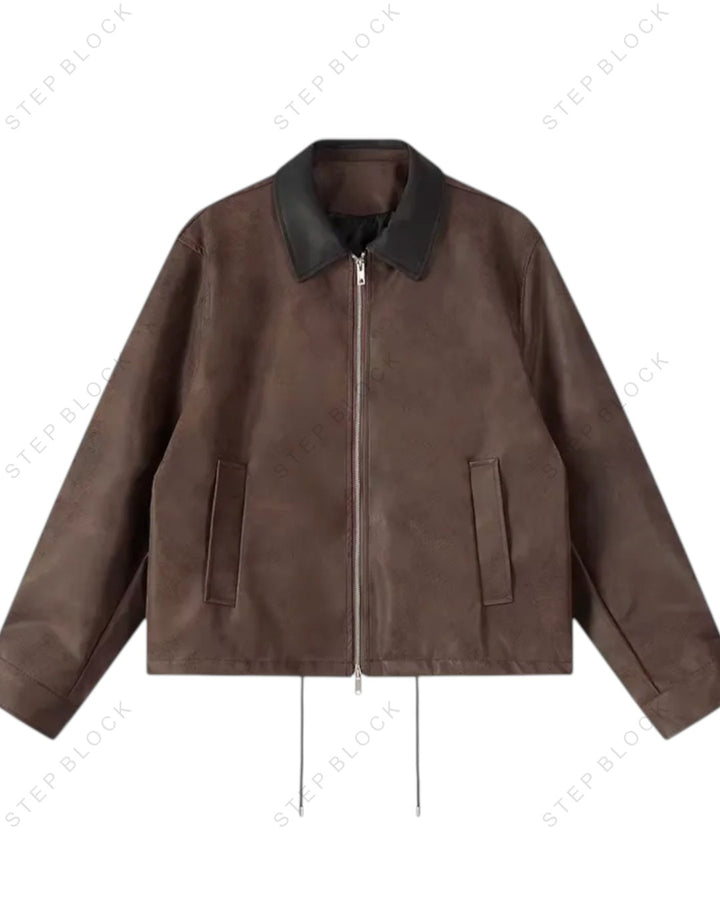 STEP BLOCK ST011 Contrast Collar Washed Workwear Jacket