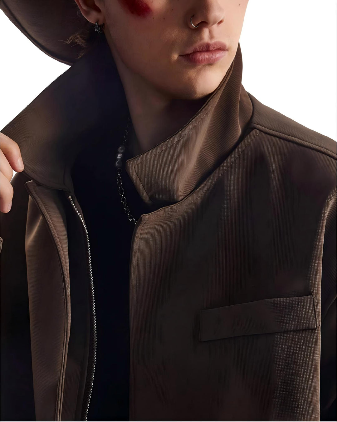 STEP BLOCK ST061 Cropped Boxy Stand Collar Minimalist Workwear Jacket