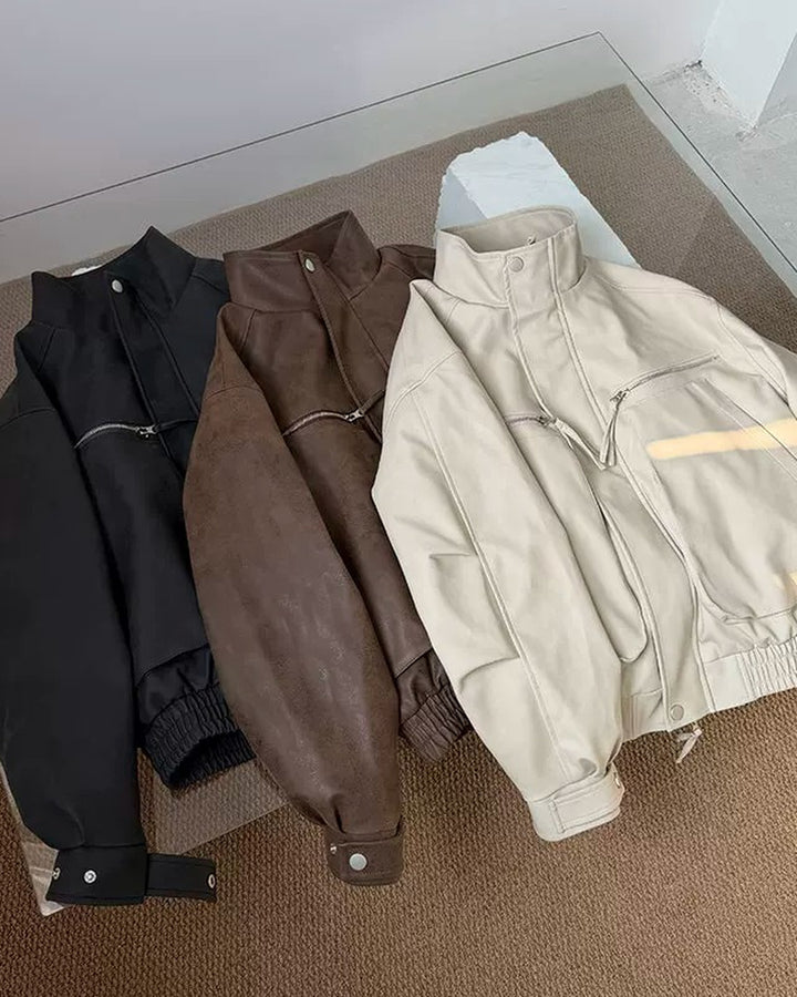 Additional product image of Washed Multi-Zipper Flight Jacket