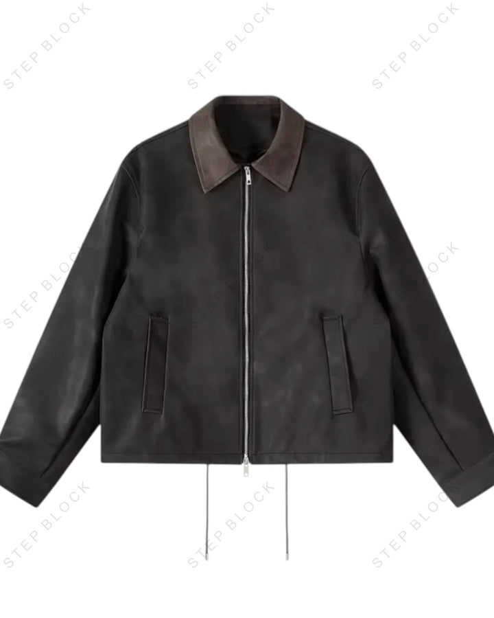 STEP BLOCK ST011 Contrast Collar Washed Workwear Jacket