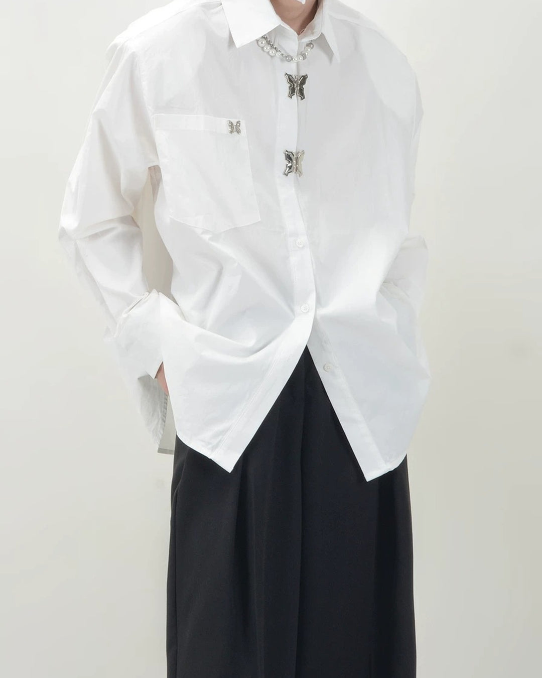 Back view of Butterfly Detail Loose Fit Shirt