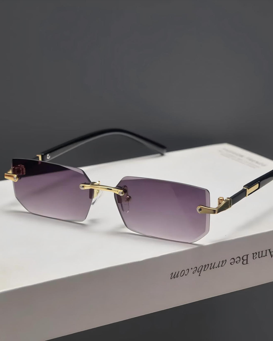 Additional detail view of Rimless Gradient Rectangle Sunglasses