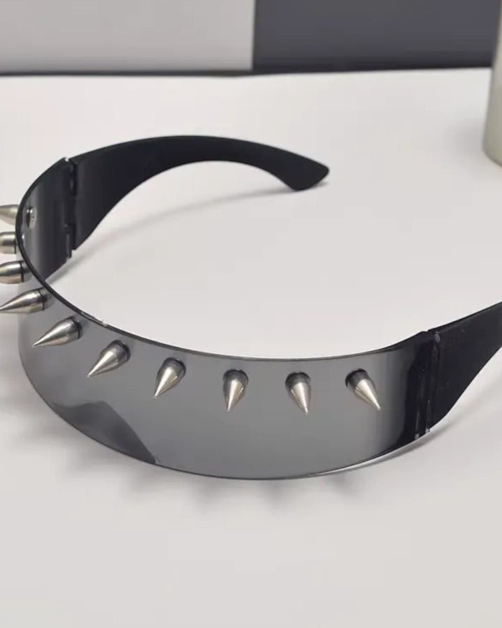 Close-up detail of Spiked Wrap-Around Sunglasses