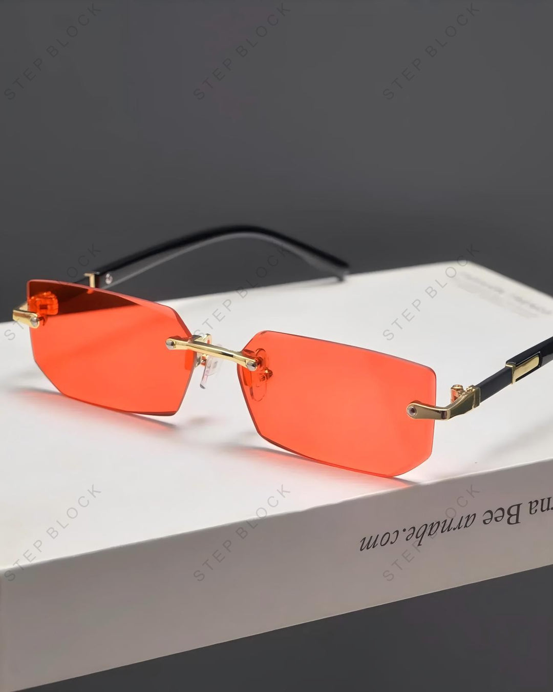 STEP BLOCK AC174 Rimless Gradient Rectangle Sunglasses