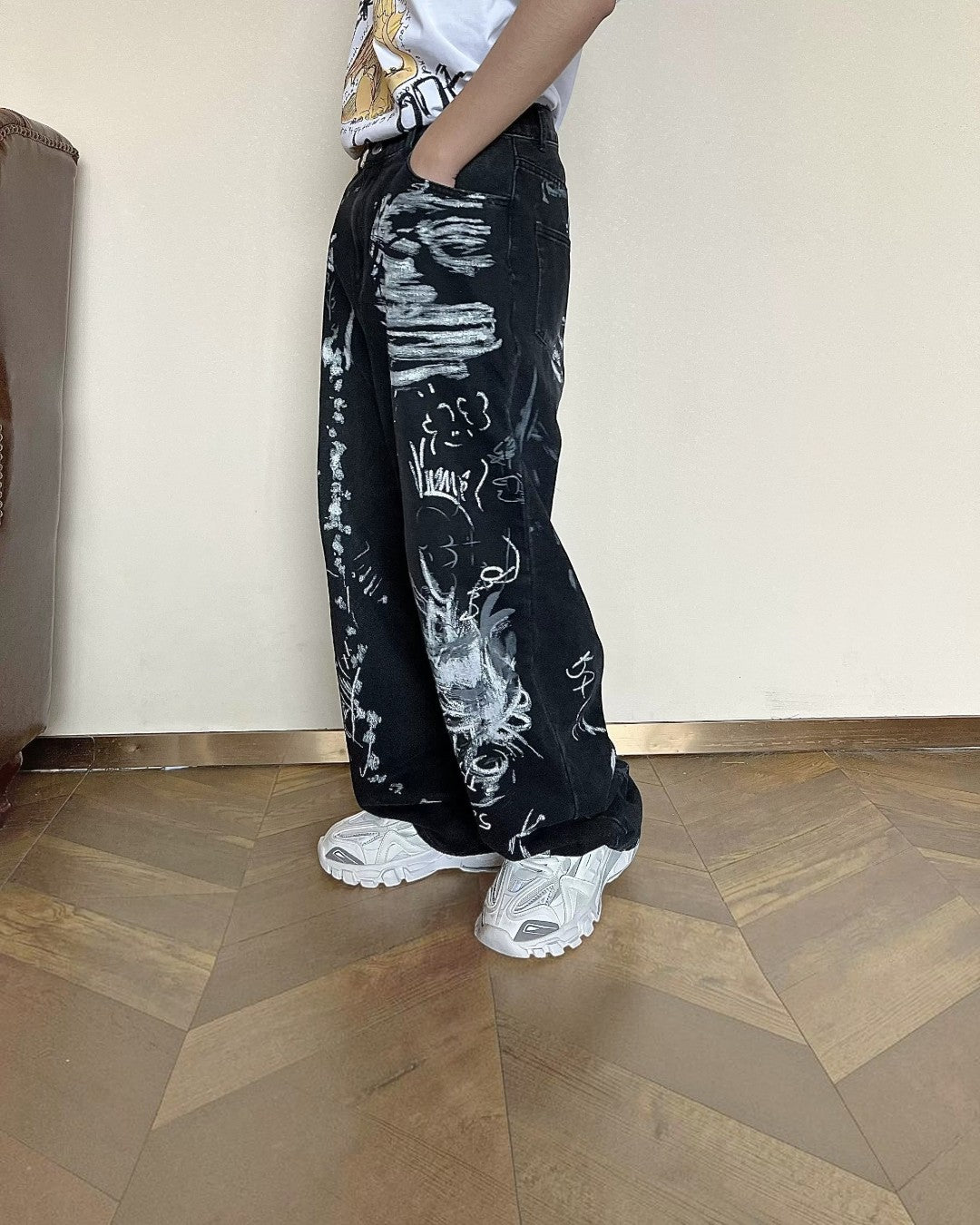 Additional product image of Graffiti Print Wide Leg Pants