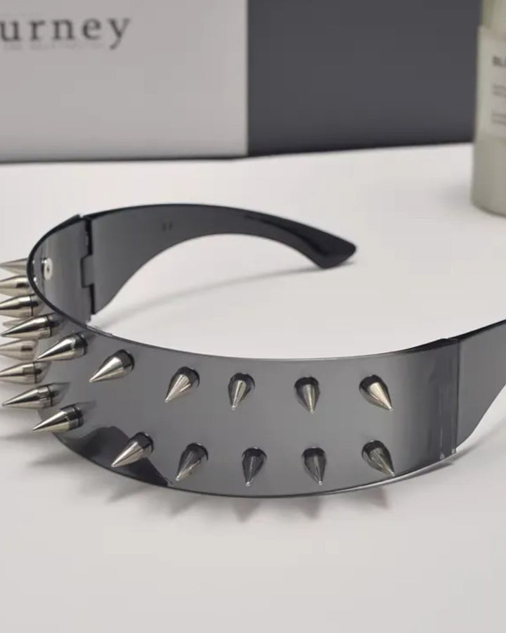 Lifestyle styling view of Spiked Wrap-Around Sunglasses
