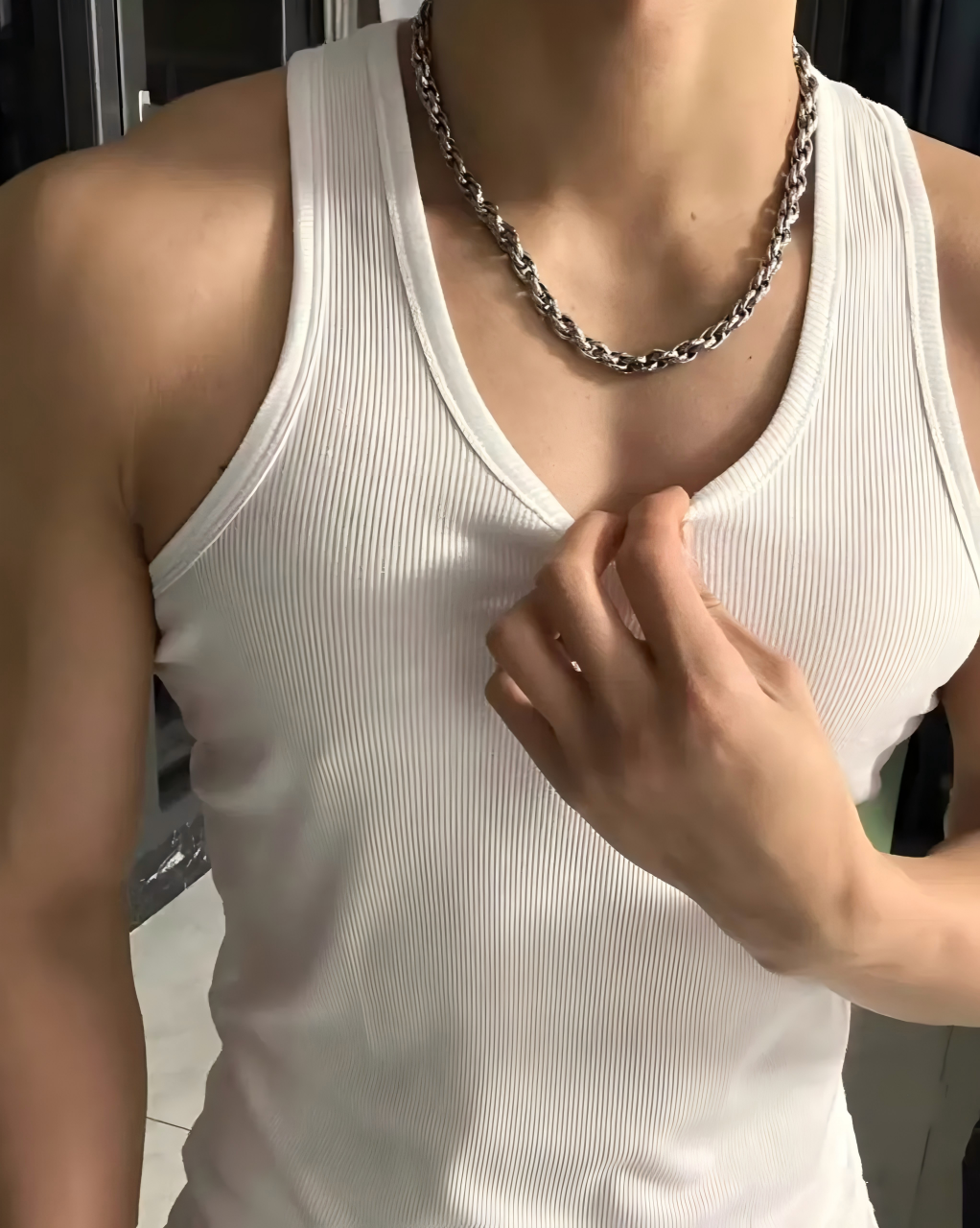 STEP BLOCK MT548 Ribbed Knit Slim Fit Tank Top