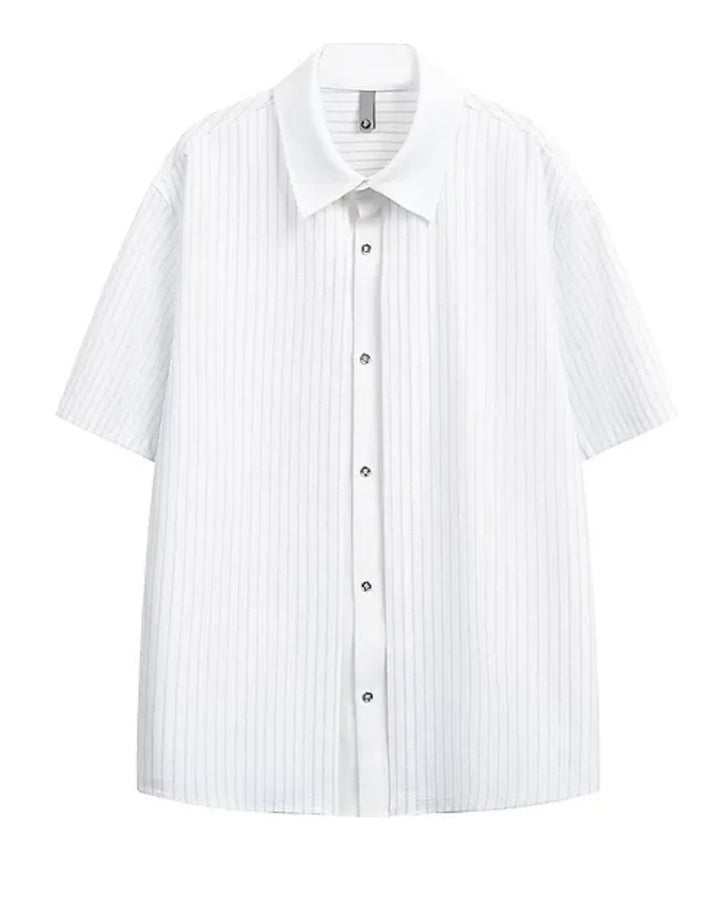 STEP BLOCK MT561 Contrast Collar Short Sleeve Button-Up Shirt