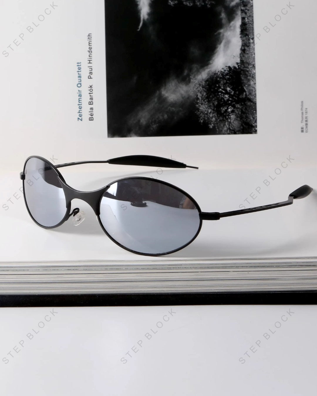 STEP BLOCK AC185 Oval Retro Sunglasses 