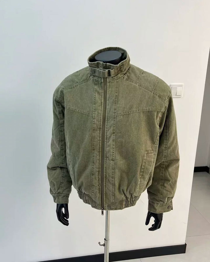 Additional product image of Washed Distressed Oversized Bomber Jacket
