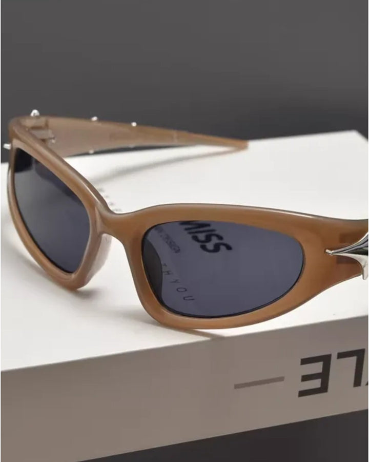 Front detail of Slim Oval Y2K Sunglasses