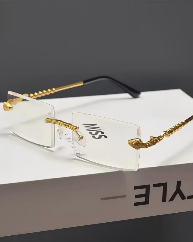 Additional detail view of Rimless Tinted Rectangle Sunglasses