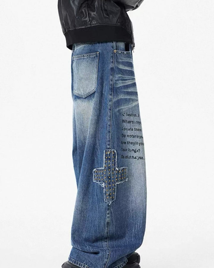 Back view of Vintage Graffiti Baggy Jeans